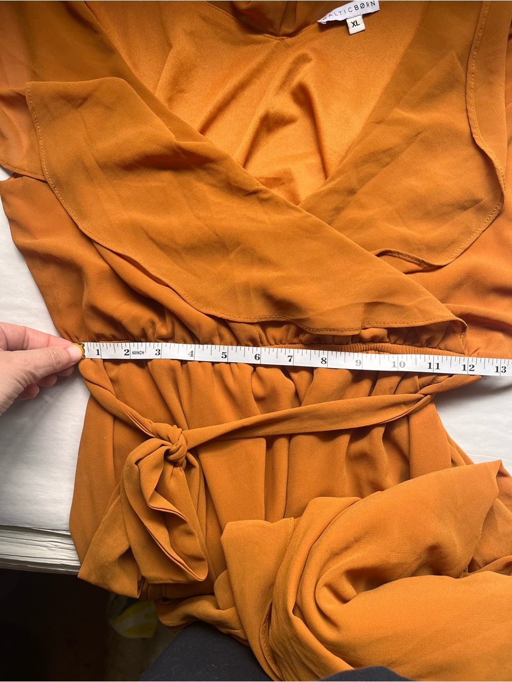 Baltic Born Katya Dress Ruffle V-Neck Maxi in Rust Orange XL - Picture 12 of 14